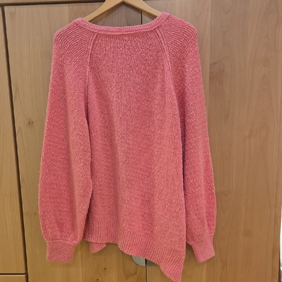 Free People West Coast V Neck Pink Sweater, Comfy Vibes, Statement, M - Picture 8 of 8